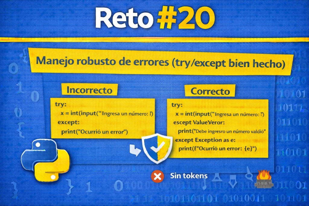 Reto #20 Manejo robusto de errores (try except bien hecho)